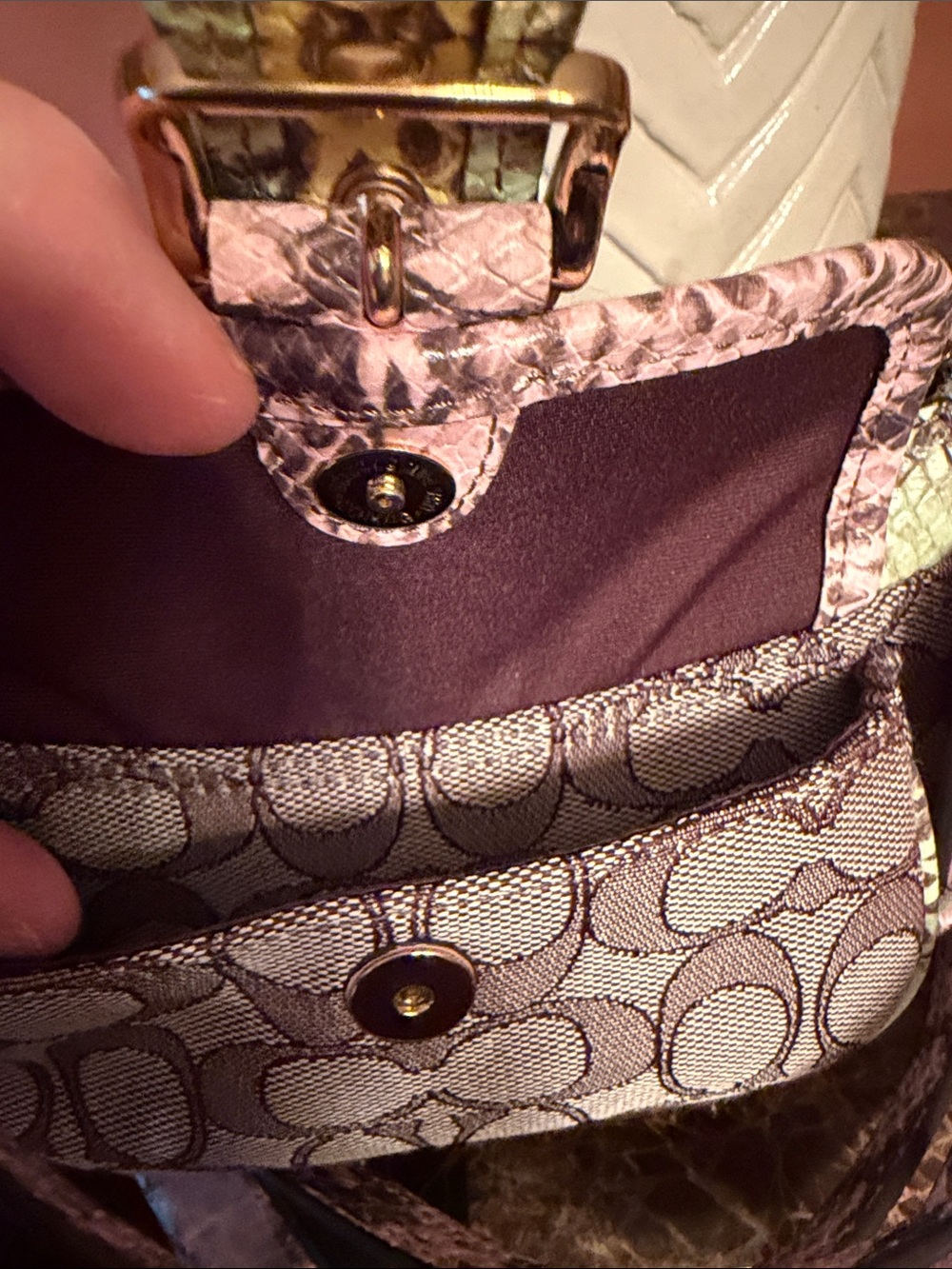 Coach NWT Ashton Mini Crescent Shoulder Bag in Pink, Cream & Yellow Snake-Print - Picture 16 of 16